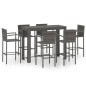 vidaXL Muebles de bar de jardín 7 pzas ratán PE reposabrazos gris vidaXL Muebles de bar de jardín 7 pzas ratán PE reposabrazos gris