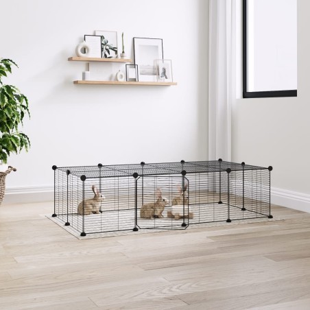 vidaXL Jaula para mascotas de 20 paneles puerta acero negro 35x35 cm