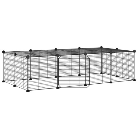 vidaXL Jaula para mascotas de 20 paneles puerta acero negro 35x35 cm
