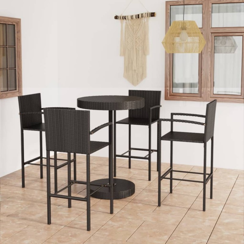 vidaXL Conjunto de bar para jardín 5 piezas ratán sintético negro vidaXL Conjunto de bar para jardín 5 piezas ratán sintético negro