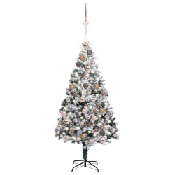 vidaXL Árbol de Navidad preiluminado con luces y bolas verde 180 cm