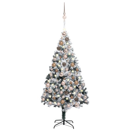 vidaXL Árbol de Navidad preiluminado con luces y bolas verde 180 cm