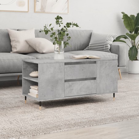 vidaXL Mesa de centro madera ingeniería gris hormigón 102x44,5x50 cm