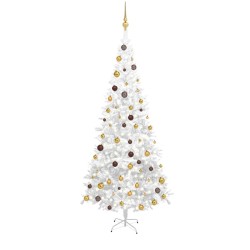vidaXL Árbol de Navidad artificial con luces y bolas blanco 240 cm