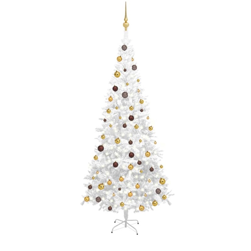 vidaXL Árbol de Navidad artificial con luces y bolas blanco 240 cm vidaXL Árbol de Navidad artificial con luces y bolas blanco 240 cm