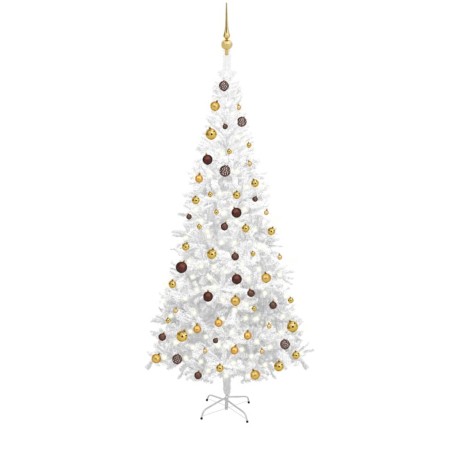 vidaXL Árbol de Navidad artificial con luces y bolas blanco 240 cm