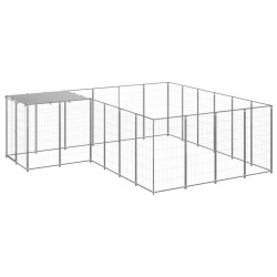 vidaXL Perrera plateada 8,47 m² acero  