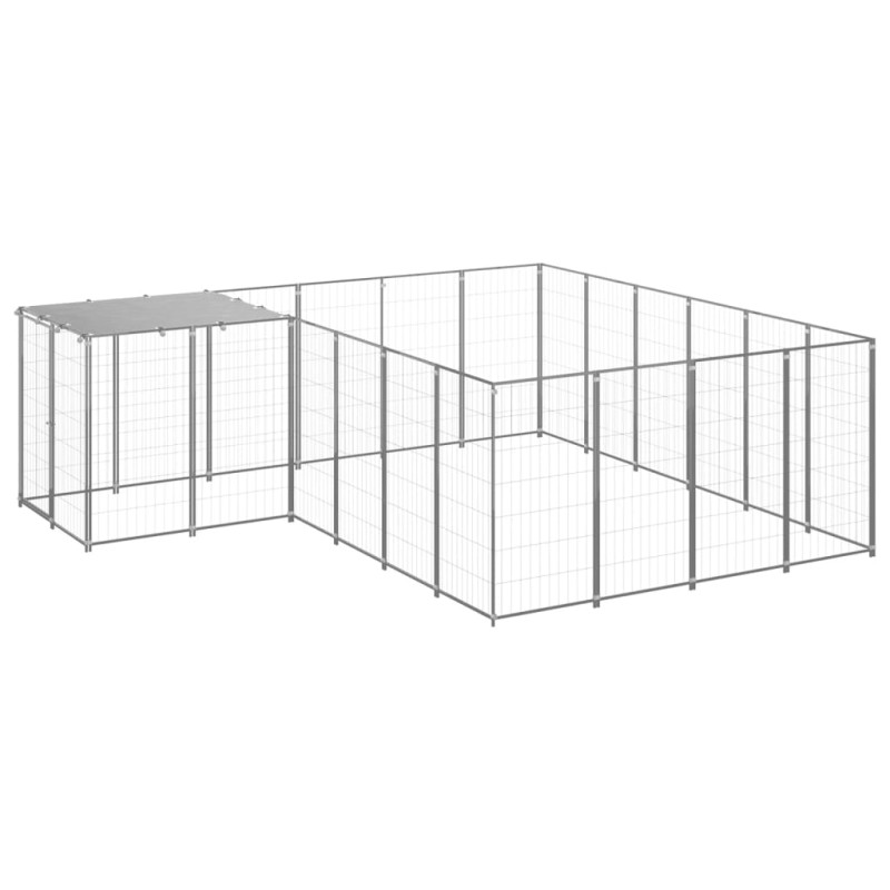 vidaXL Perrera plateada 8,47 m² acero  