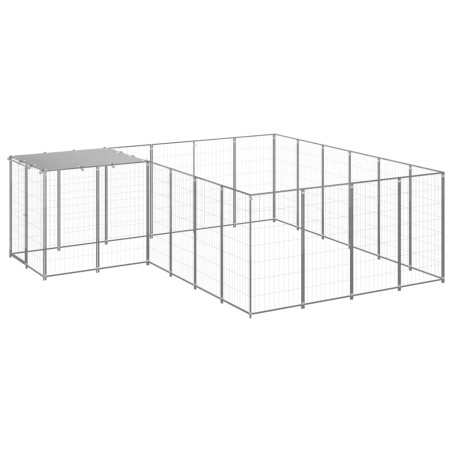 vidaXL Perrera plateada 8,47 m² acero  