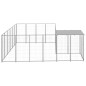 vidaXL Perrera plateada 8,47 m² acero  