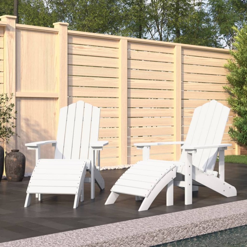 vidaXL Sillas de jardín Adirondack 2 uds con reposapiés HDPE blanco vidaXL Sillas de jardín Adirondack 2 uds con reposapiés HDPE blanco
