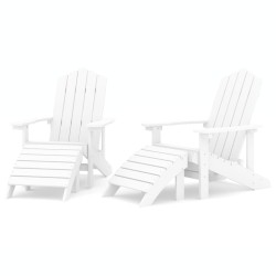 vidaXL Sillas de jardín Adirondack 2 uds con reposapiés HDPE blanco