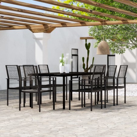 vidaXL Juego de comedor de jardín 9 piezas negro