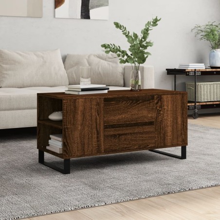 vidaXL Mesa de centro madera de ingeniería marrón roble 102x44,5x50 cm