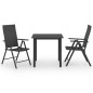 vidaXL Juego de comedor para jardín 3 piezas negro vidaXL Juego de comedor para jardín 3 piezas negro