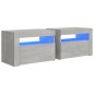 vidaXL Mesitas de noche con LEDs 2 unidades gris hormigón 60x35x40 cm