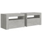 vidaXL Mesitas de noche con LEDs 2 unidades gris hormigón 60x35x40 cm