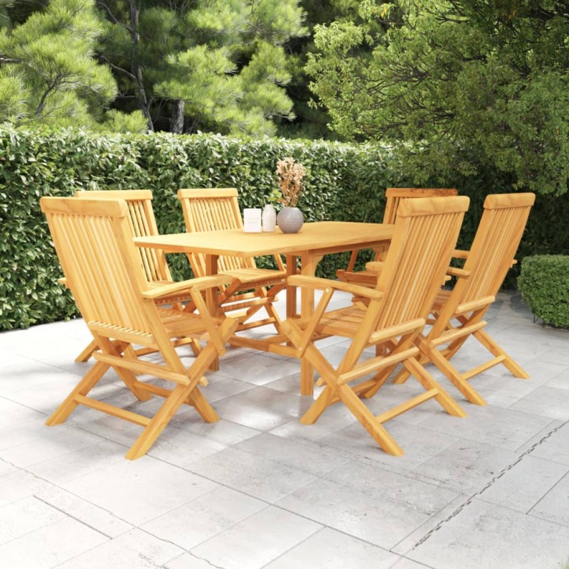 vidaXL Juego de comedor para jardín 7 piezas madera maciza teca
