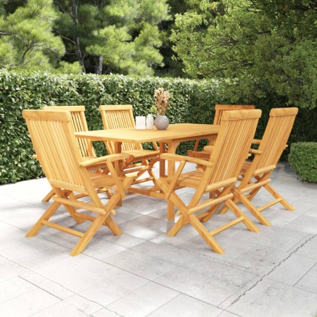 vidaXL Juego de comedor para jardín 7 piezas madera maciza teca