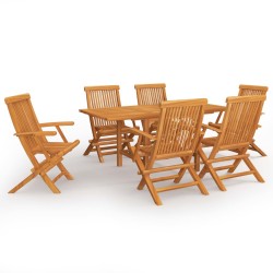 vidaXL Juego de comedor para jardín 7 piezas madera maciza teca