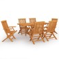 vidaXL Juego de comedor para jardín 7 piezas madera maciza teca