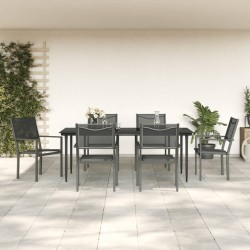vidaXL Juego de comedor para jardín 7 piezas acero y textilene negro