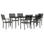 vidaXL Juego de comedor para jardín 7 piezas acero y textilene negro