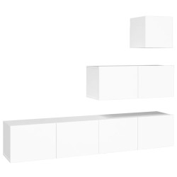 vidaXL Set de muebles para TV 4 piezas madera contrachapada blanco