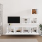 vidaXL Set de muebles para TV 4 piezas madera contrachapada blanco