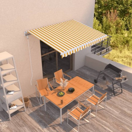 vidaXL Toldo retráctil automático amarillo y blanco 350x250 cm