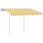 vidaXL Toldo retráctil automático con postes amarillo blanco 3,5x2,5 m vidaXL Toldo retráctil automático con postes amarillo blanco 3,5x2,5 m