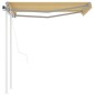vidaXL Toldo retráctil automático con postes amarillo blanco 3,5x2,5 m vidaXL Toldo retráctil automático con postes amarillo blanco 3,5x2,5 m