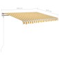 vidaXL Toldo retráctil automático con postes amarillo blanco 3,5x2,5 m vidaXL Toldo retráctil automático con postes amarillo blanco 3,5x2,5 m