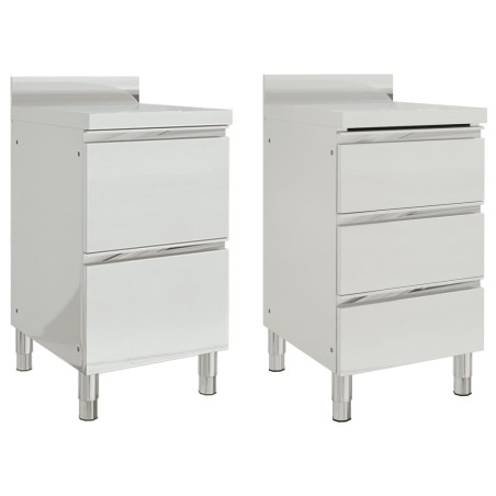 vidaXL Armarios de cocina comercial 2 unidades acero inoxidable 