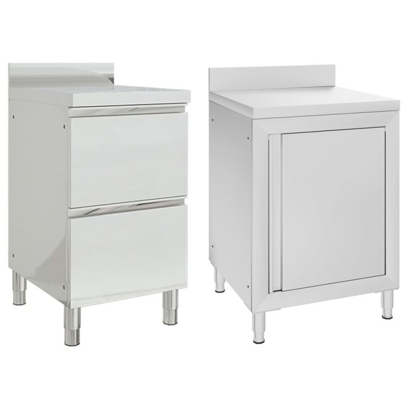 vidaXL Armarios de cocina comercial 2 unidades acero inoxidable vidaXL Armarios de cocina comercial 2 unidades acero inoxidable