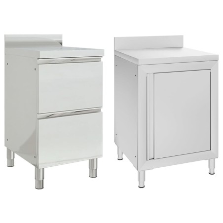 vidaXL Armarios de cocina comercial 2 unidades acero inoxidable 