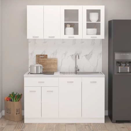 vidaXL Juego de muebles de cocina 4 piezas madera de ingeniería blanco