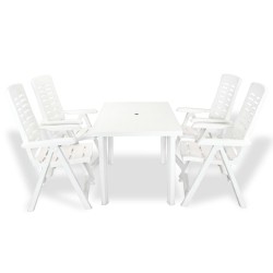 vidaXL Juego de comedor de jardín 5 piezas plástico blanco