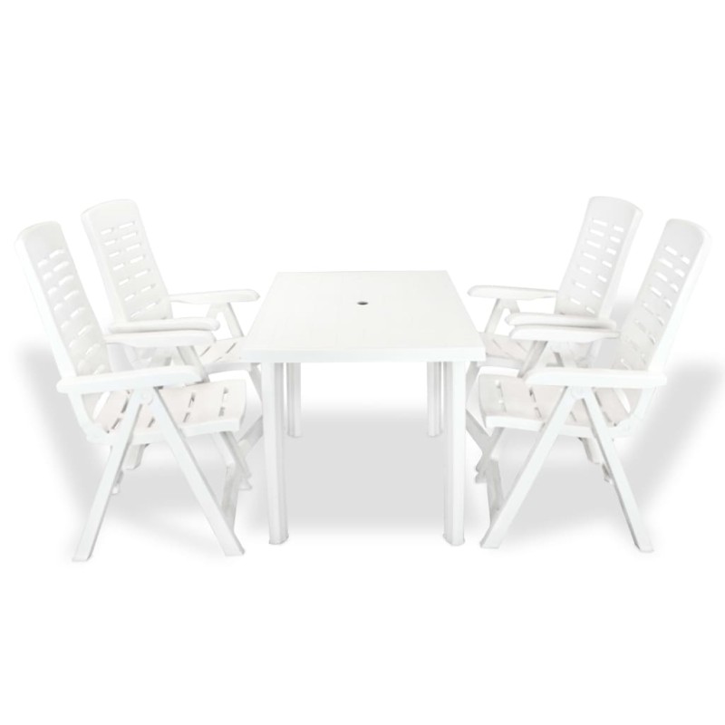 vidaXL Juego de comedor de jardín 5 piezas plástico blanco vidaXL Juego de comedor de jardín 5 piezas plástico blanco