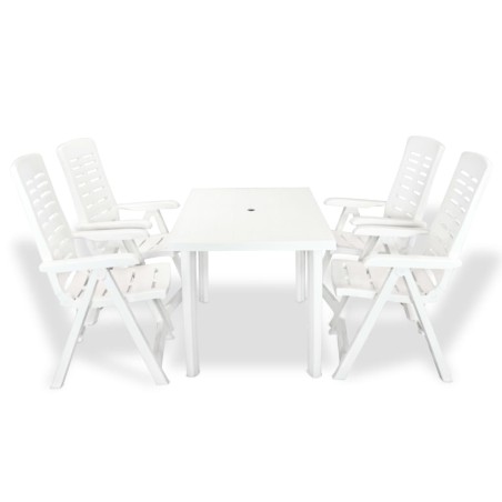 vidaXL Juego de comedor de jardín 5 piezas plástico blanco