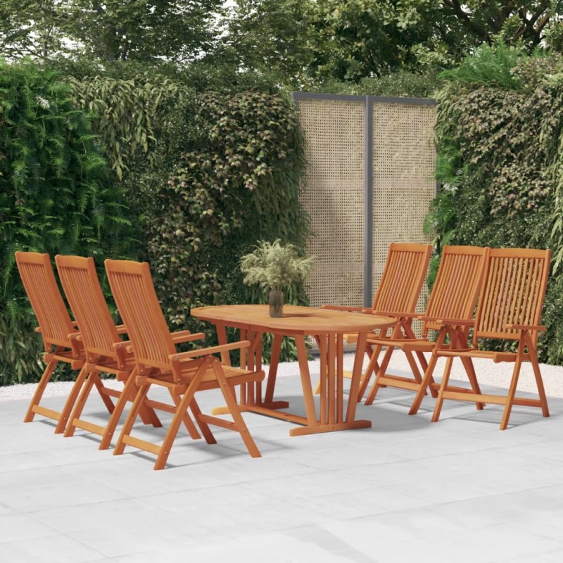 vidaXL Juego de comedor para jardín 7 pzas madera maciza de eucalipto vidaXL Juego de comedor para jardín 7 pzas madera maciza de eucalipto