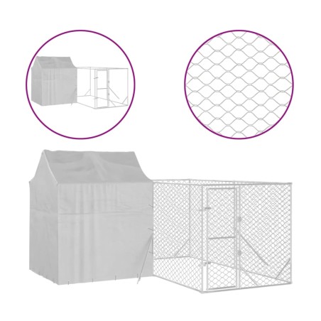 vidaXL Perrera de exterior con techo acero galvanizado plata 4x4x2,5 m