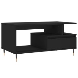 vidaXL Mesa de centro madera contrachapada negro 90x49x45 cm