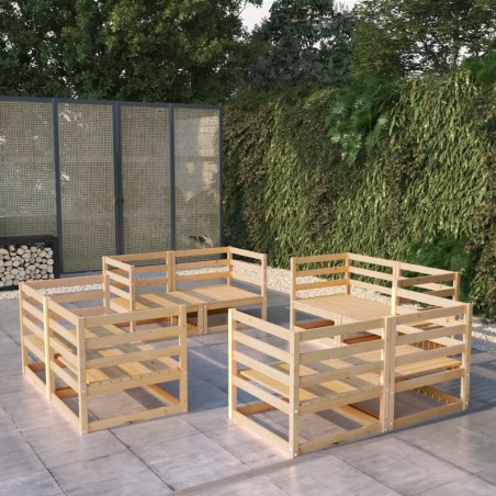 vidaXL Juego de muebles de jardín 8 piezas madera maciza de pino