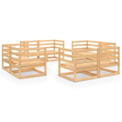 vidaXL Juego de muebles de jardín 8 piezas madera maciza de pino