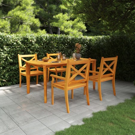 vidaXL Juego de comedor de jardín 5 piezas madera maciza de acacia