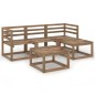 vidaXL Muebles de jardín 5 pzas cojines madera pino impregnada marrón vidaXL Muebles de jardín 5 pzas cojines madera pino impregnada marrón