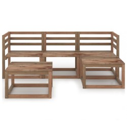 vidaXL Muebles de jardín 5 pzas cojines madera pino impregnada marrón