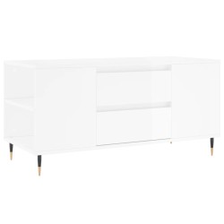 vidaXL Mesa de centro madera ingeniería blanco brillo 102x44,5x50 cm