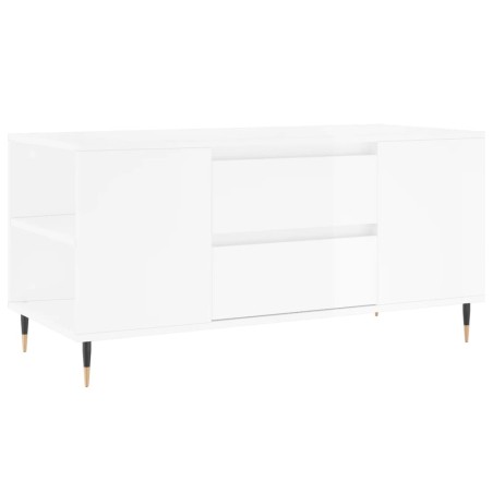 vidaXL Mesa de centro madera ingeniería blanco brillo 102x44,5x50 cm